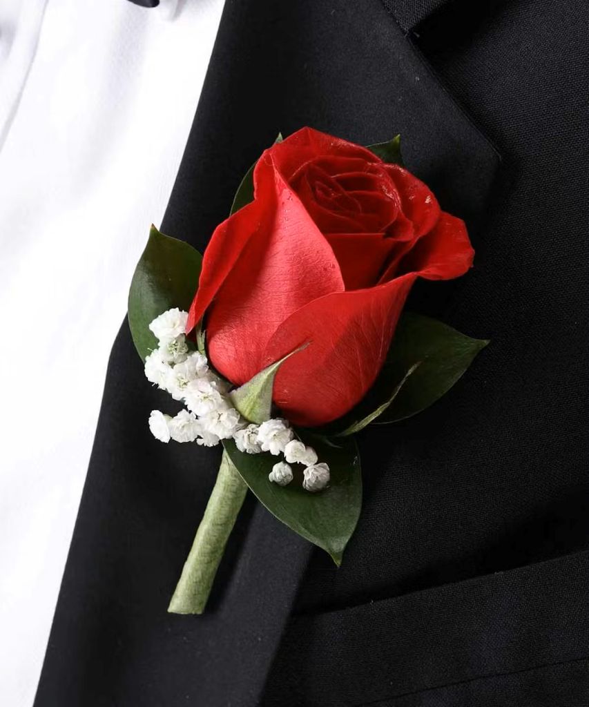 Classic Red Rose Boutonniere
