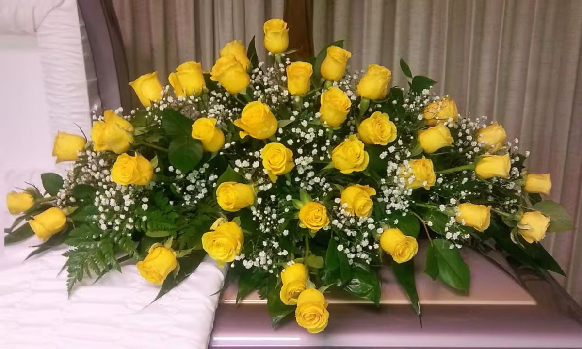Yellow Rose Casket Spray – North Star Blooms, Roseville MN