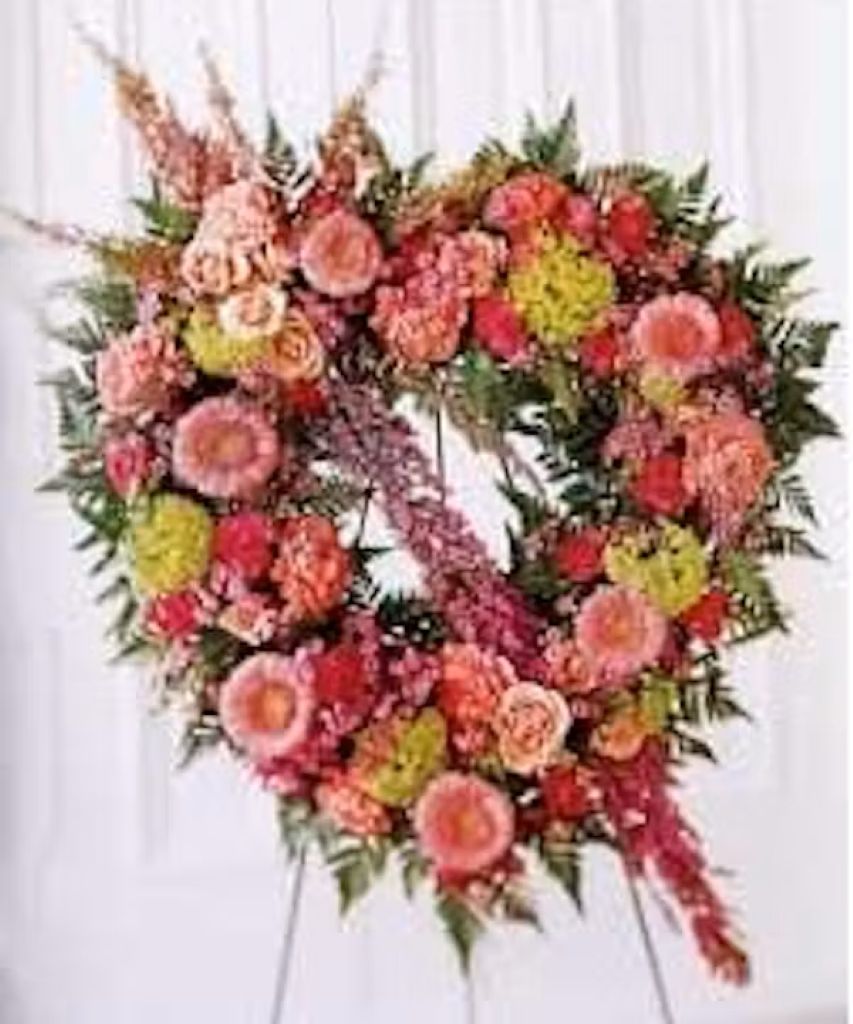 Pastel Standing Heart Funeral Spray – North Star Blooms, Roseville MN