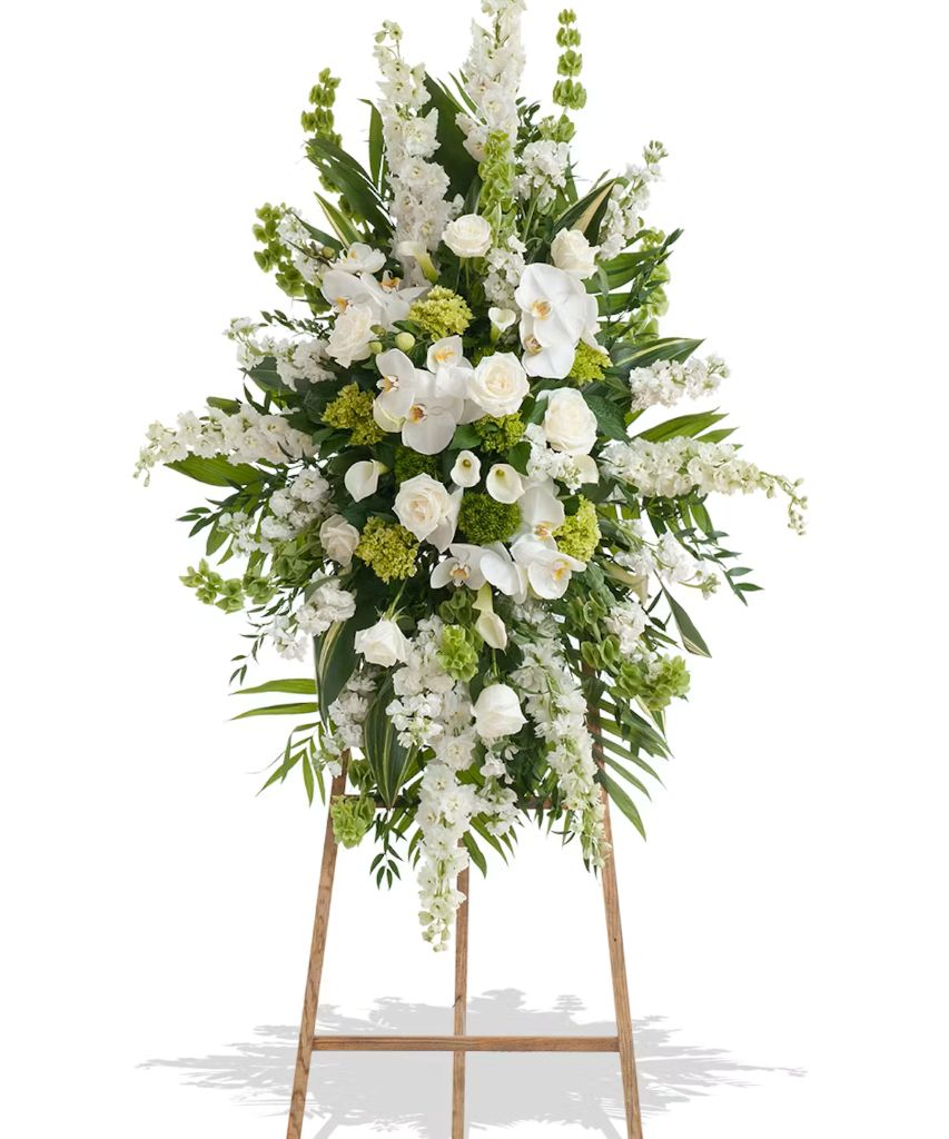 Elegant White Traditional Funeral Stand