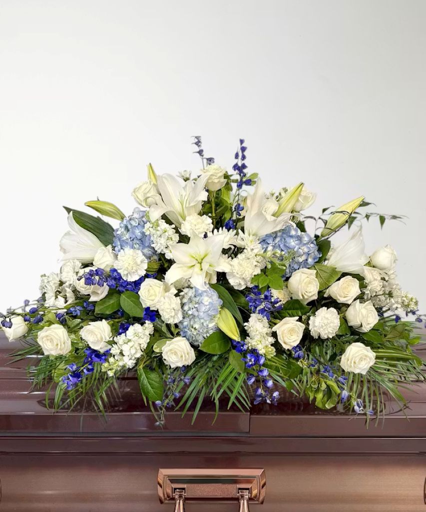 Blue Skies Above Us Casket Blanket – North Star Blooms, Roseville MN