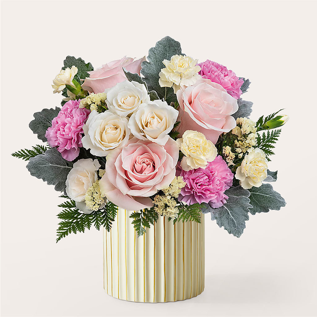 Blissful Moments Bouquet with Ivory Vase – North Star Blooms, Roseville MN