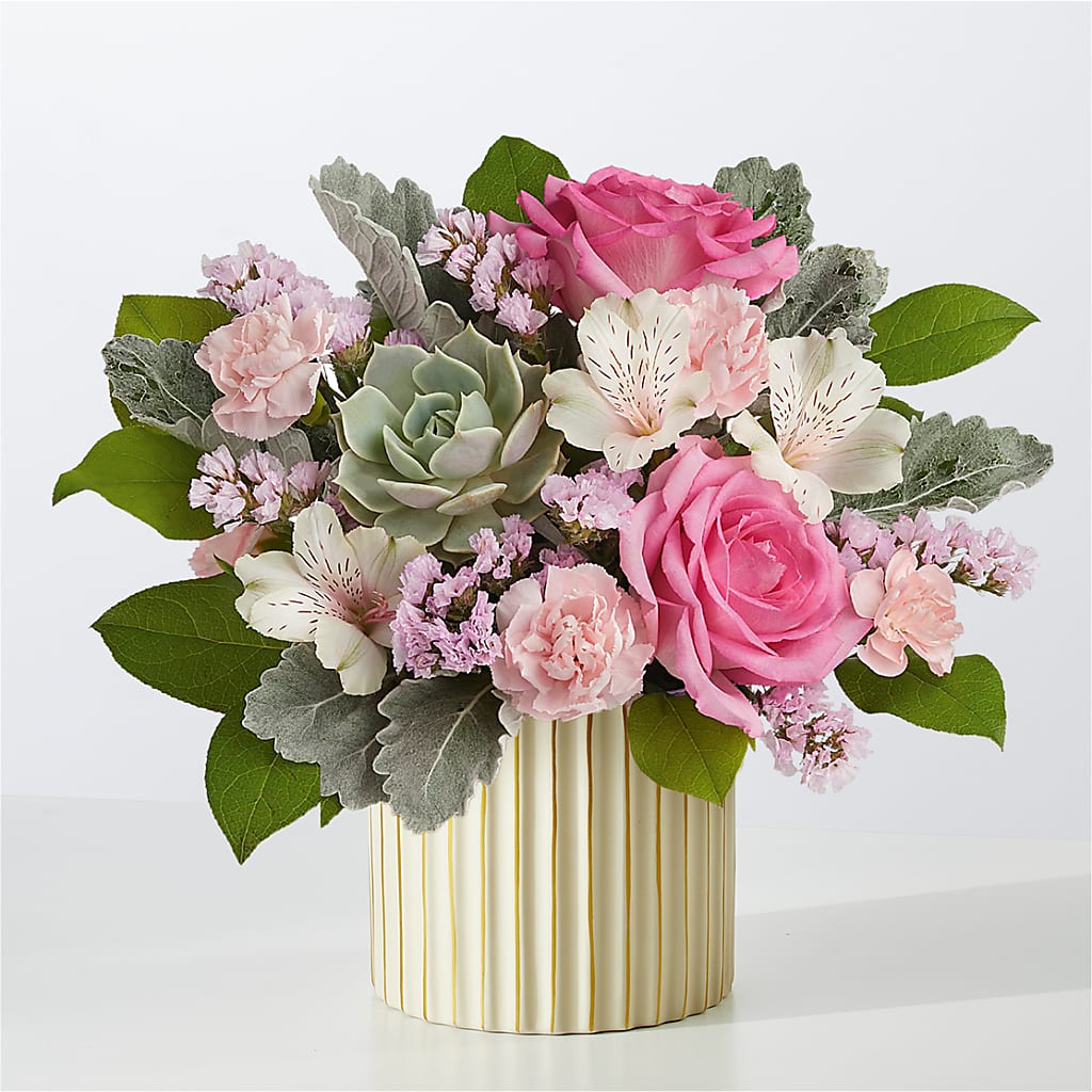 Dusty Rose Bouquet with Ivory Vase – North Star Blooms, Roseville MN