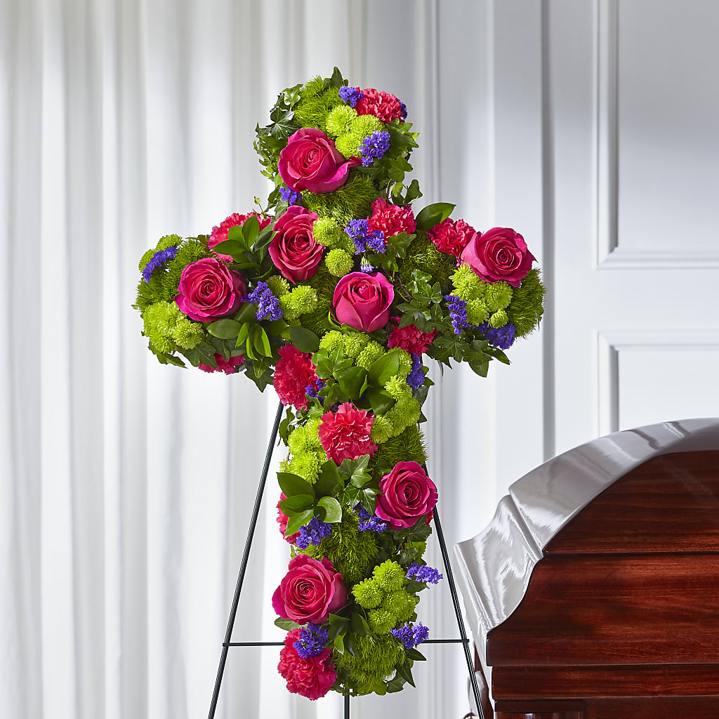 Tribute Rose Floral Cross – North Star Blooms, Roseville MN