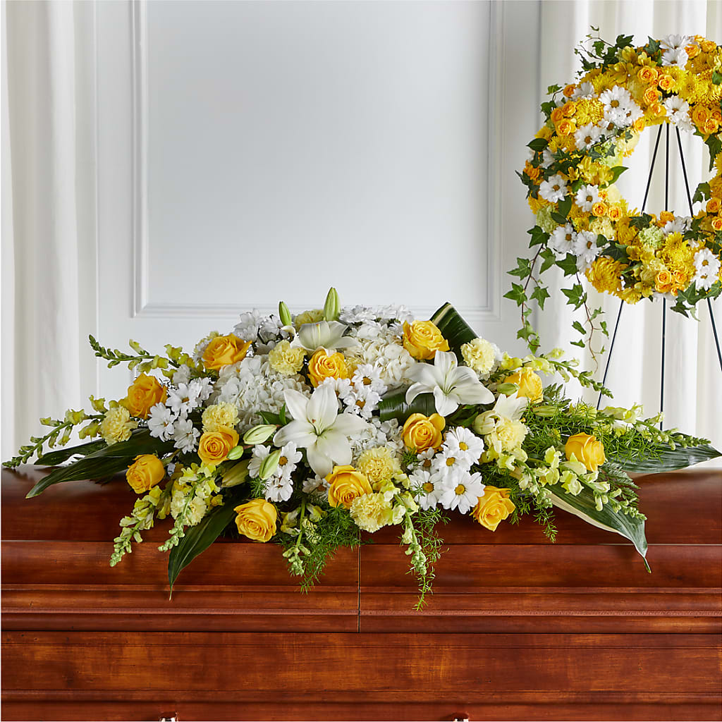 Golden Harmony Casket Spray – North Star Blooms, Roseville MN