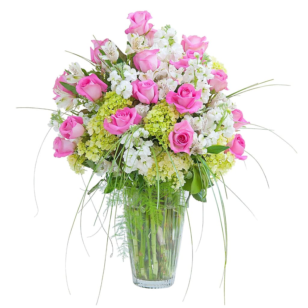 Pink and White Elegance Vase – North Star Blooms, Roseville MN