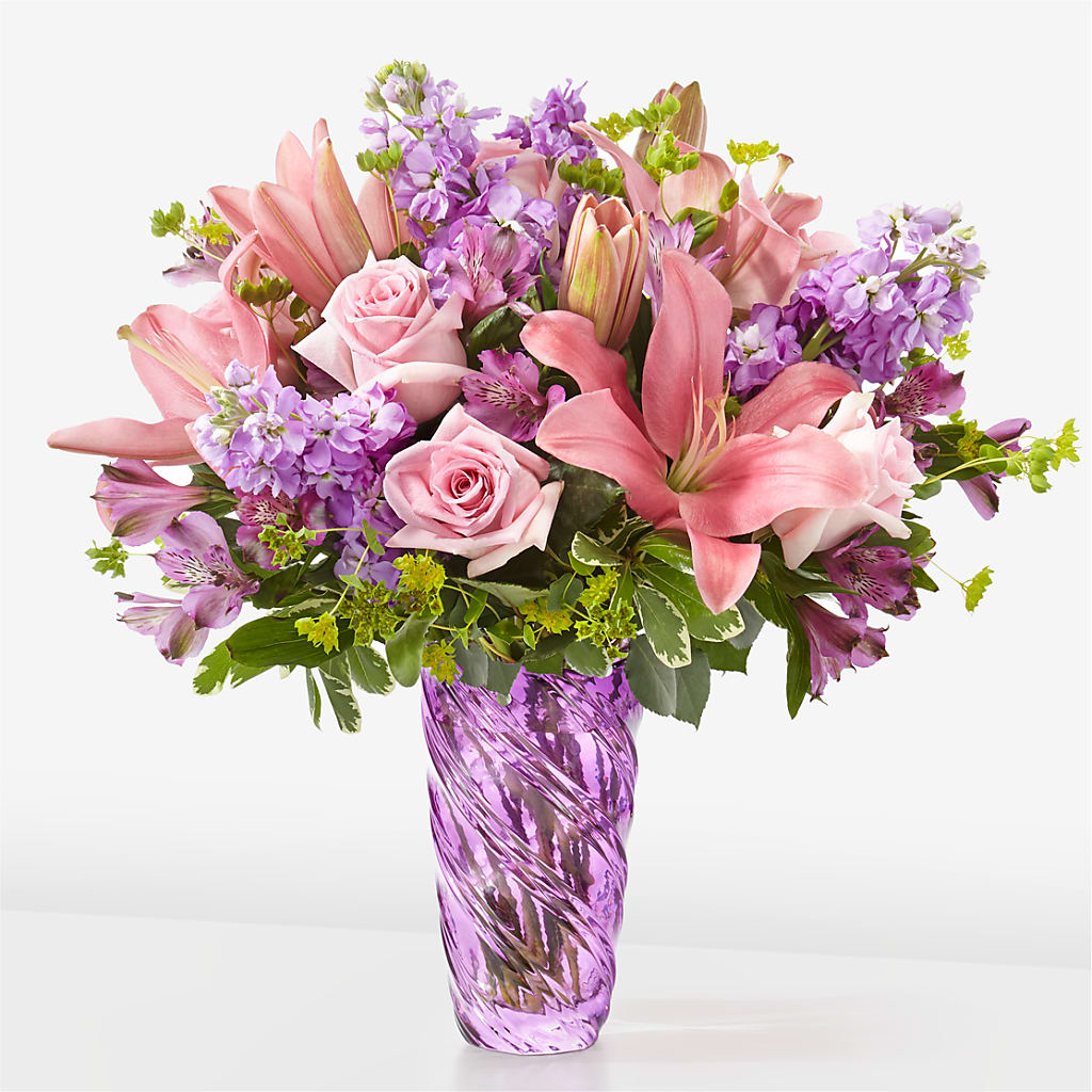 Precious Petals Bouquet with Luxe Swirl Vase – North Star Blooms, Roseville MN