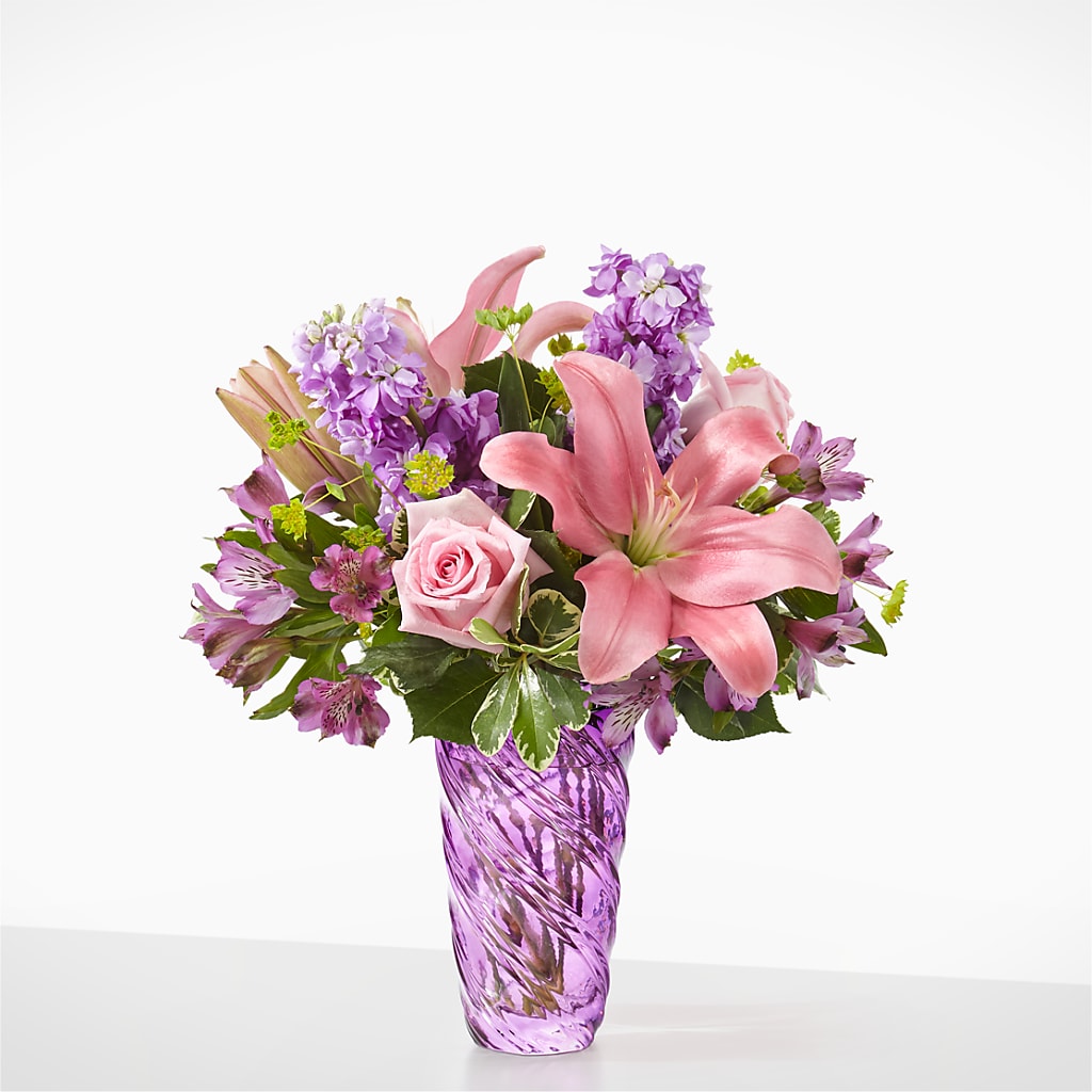 Precious Petals Bouquet with Luxe Swirl Vase – North Star Blooms, Roseville MN