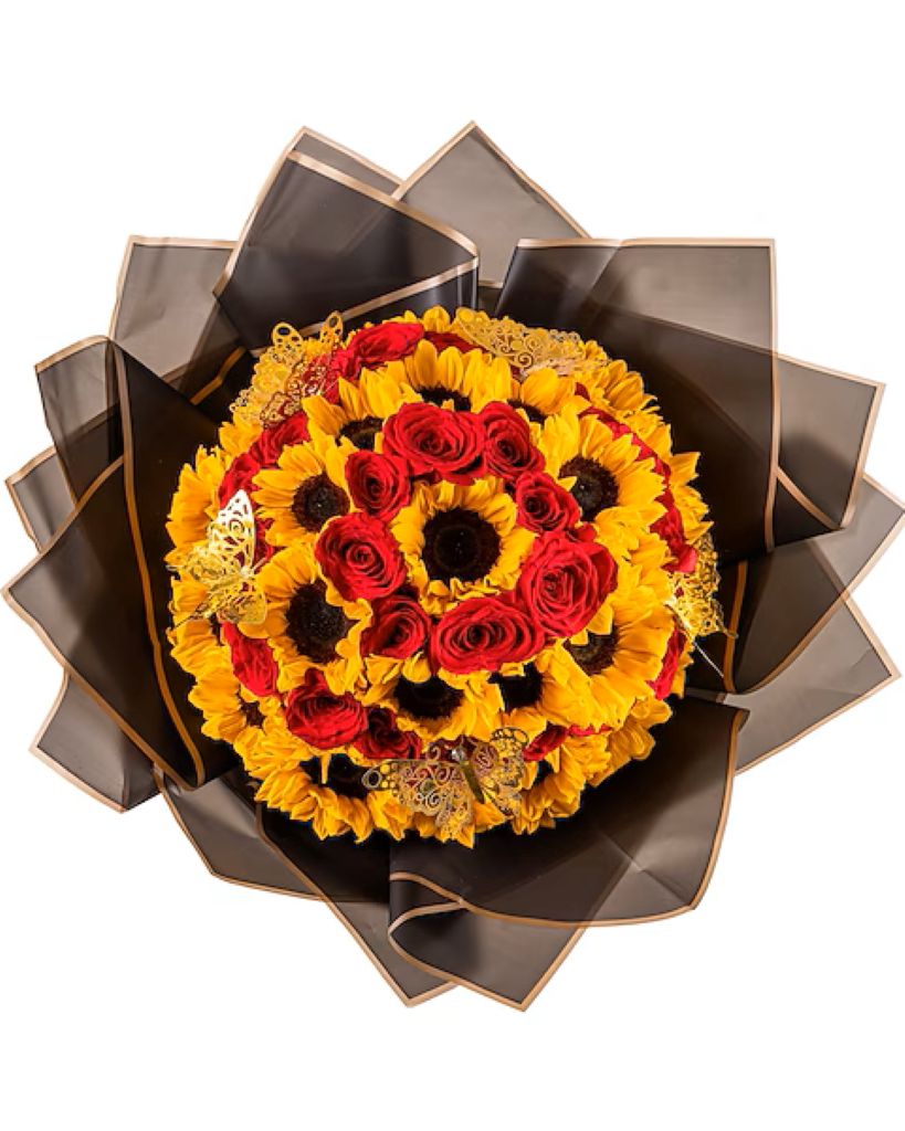 Sunflower and Rose Ramo Buchón –  North Star Blooms, Roseville MN