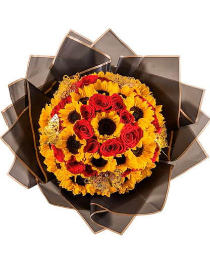 Sunflower and Rose Ramo Buchón –  North Star Blooms, Roseville MN