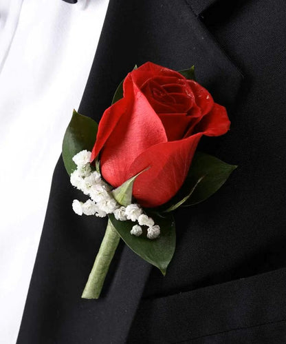 Classic Red Rose Boutonniere