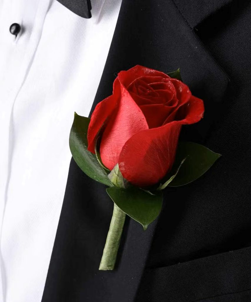 Classic Red Rose Boutonniere