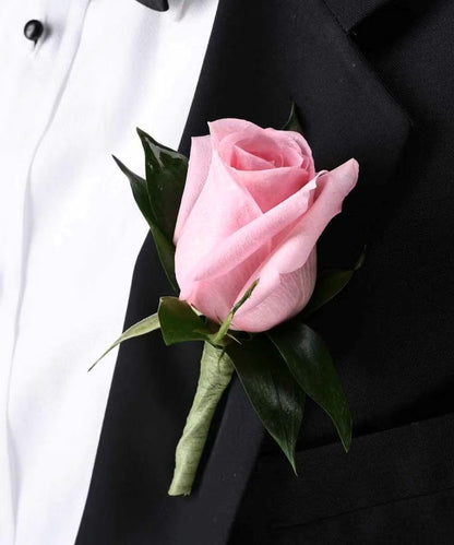 Classic Pink Rose Boutonniere –  North Star Blooms, Roseville MN