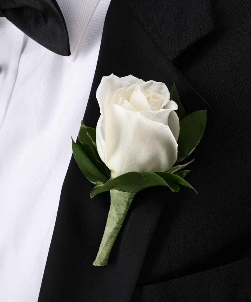Classic White Rose Boutonniere