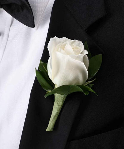Classic White Rose Boutonniere