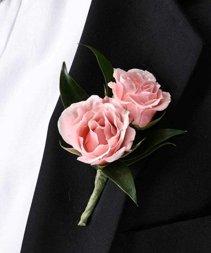 Double Pink Spray Rose Boutonniere –  North Star Blooms, Roseville MN