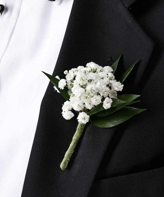 Babies Breath Boutonniere
