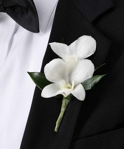 White Dendrobium Orchid Boutonniere –  North Star Blooms, Roseville MN