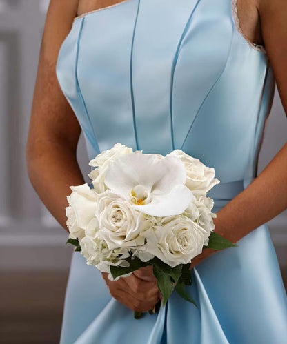 White Classic Roses & Orchid Nosegay –  North Star Blooms, Roseville MN