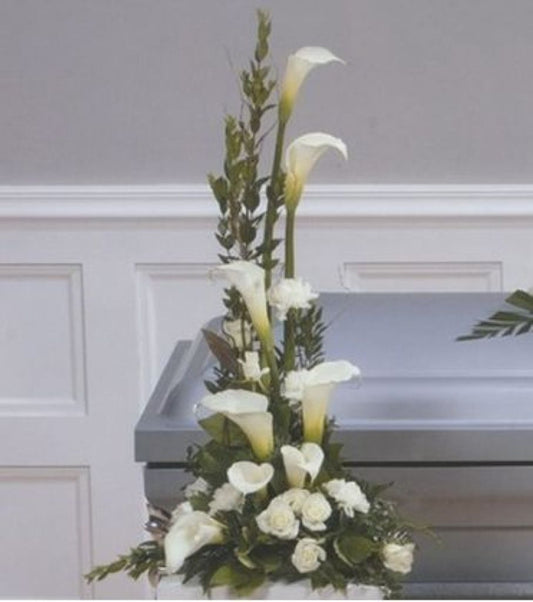 Calla lily Funeral Arrangement  –  North Star Blooms, Roseville MN