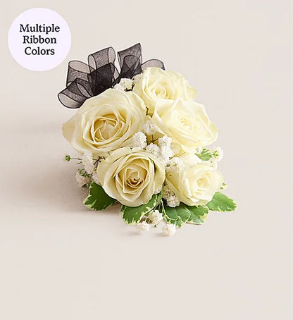 White Rose Wrist Corsage –  North Star Blooms, Roseville MN
