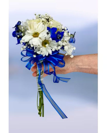 Blue and White Hand Bouquet –  North Star Blooms, Roseville MN