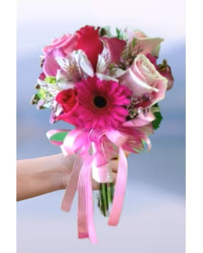 Pink And Bright Tied Bouquet –  North Star Blooms, Roseville MN