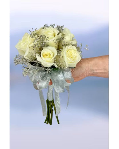 White Rose Hand Bouquet –  North Star Blooms, Roseville MN