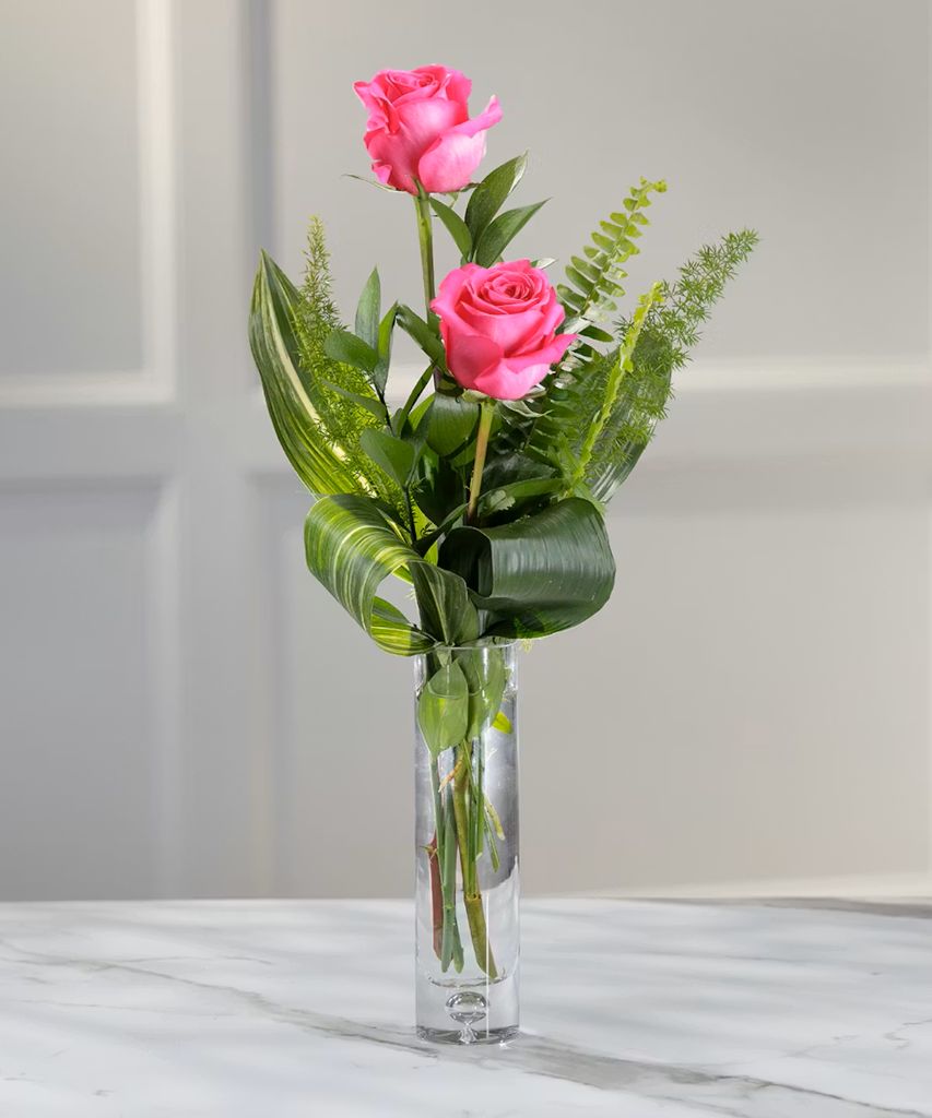 Deluxe Hot Pink Rose Budvase