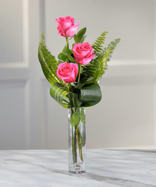 Deluxe Hot Pink Rose Budvase