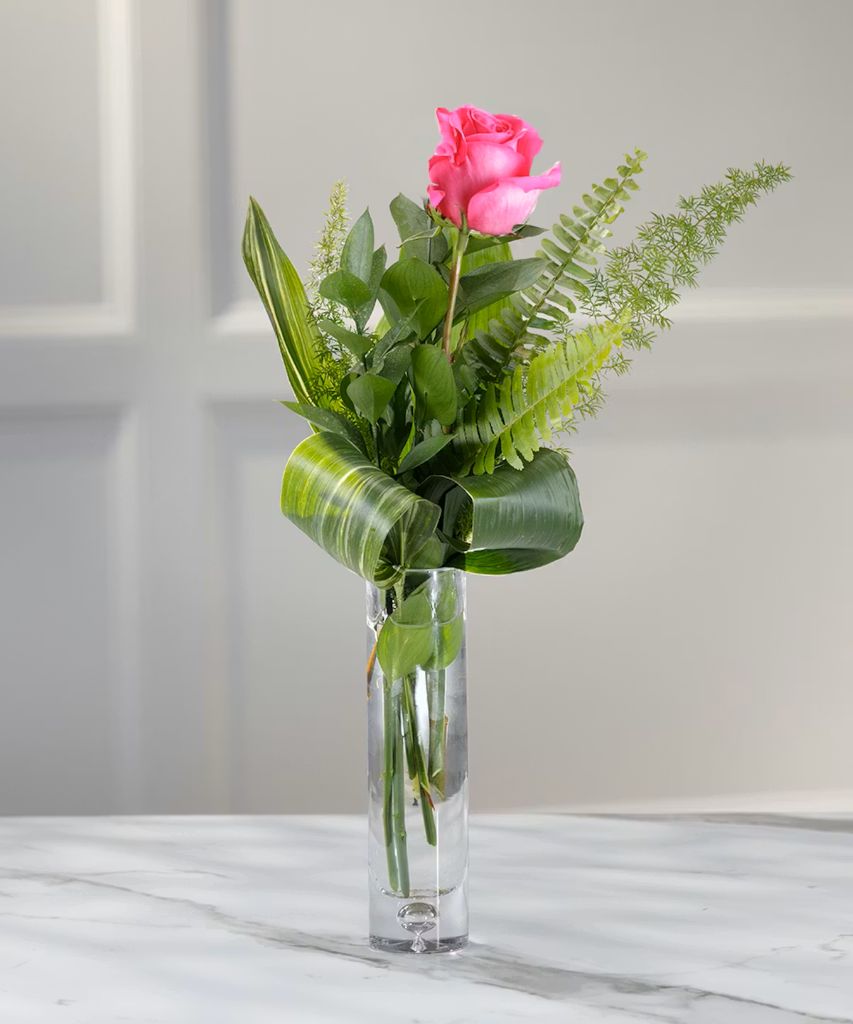 Deluxe Hot Pink Rose Budvase