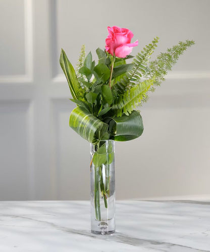 Deluxe Hot Pink Rose Budvase