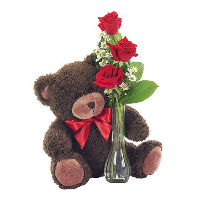 Bud Vase And Teddy Bear –  North Star Blooms, Roseville MN