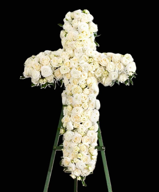The Elegance Rose Sympathy Cross –  North Star Blooms, Roseville MN