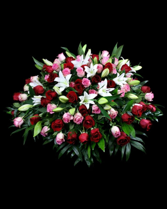 Pastel Rouge Casket Spray