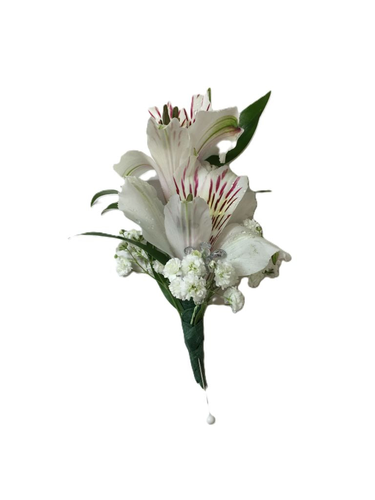 Peruvian Lily & Baby's Breath Boutonniere