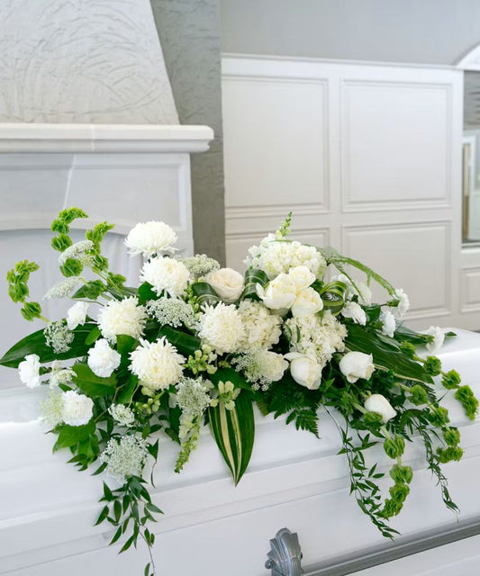 Green and White Casket Blanket