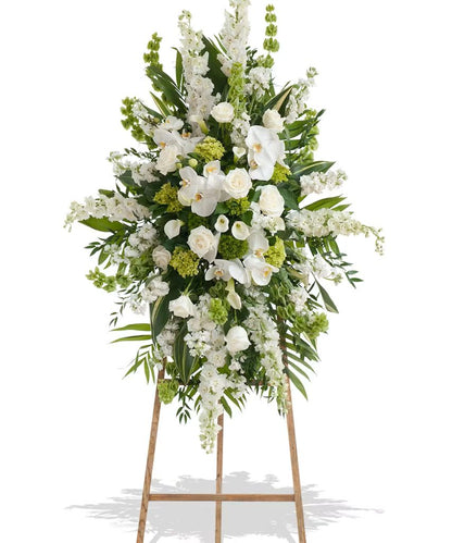 Elegant White Traditional Funeral Stand –  North Star Blooms, Roseville MN