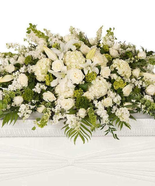 Elegant White Casket Cover