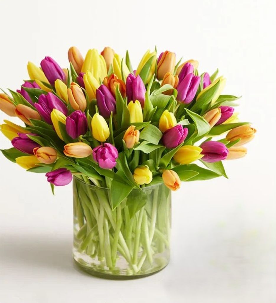 Deluxe Spring Assorted Tulip Bouquet – multi-color flower arrangement ...