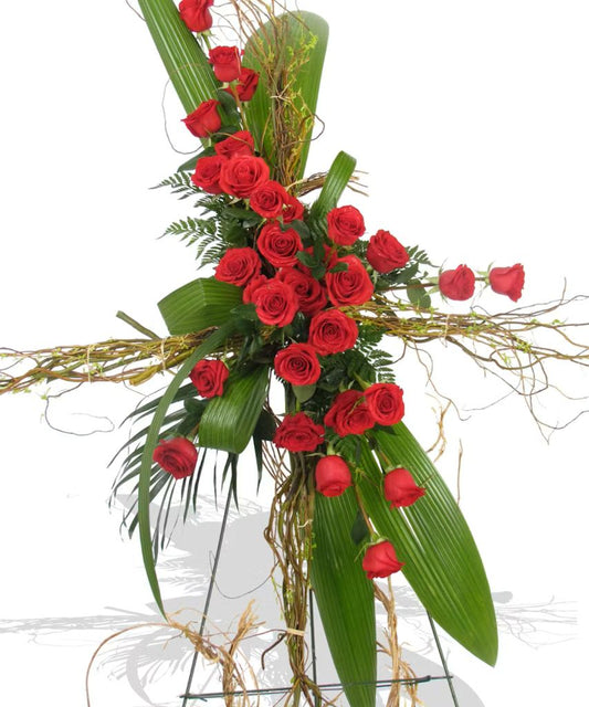 Red Rose Curly Cross