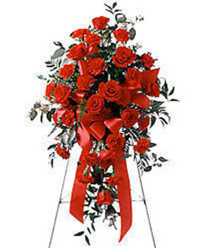Red Rose and Carnation Standing Spray- Sweet Thoughts –  North Star Blooms, Roseville MN