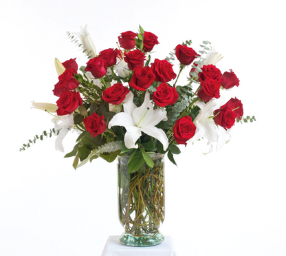 Red and White Vase –  North Star Blooms, Roseville MN
