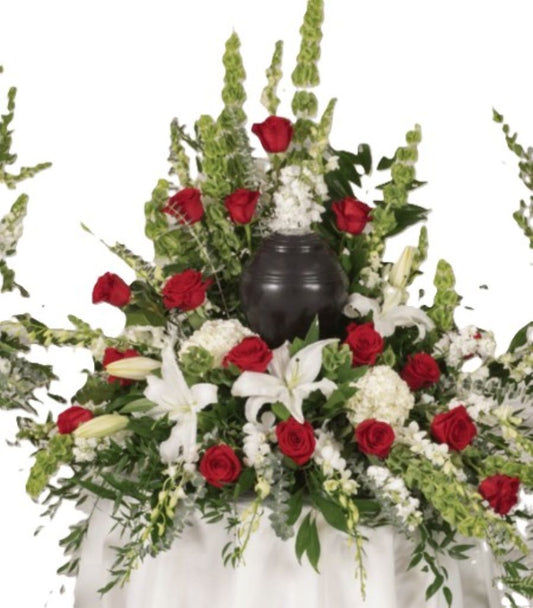 Red and White Urn