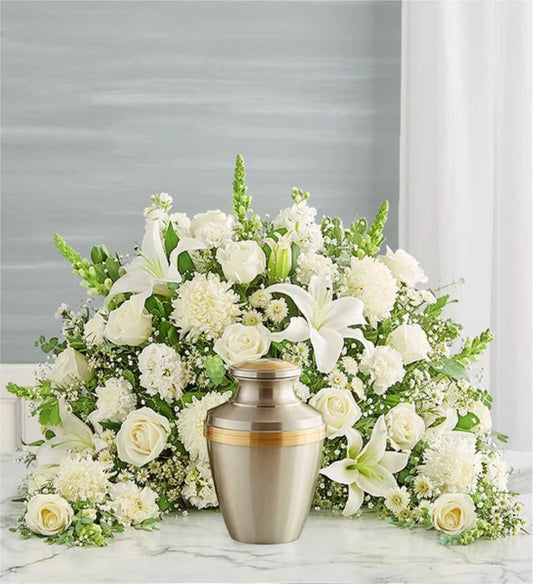 Crescent Cremation Arrangement- All White