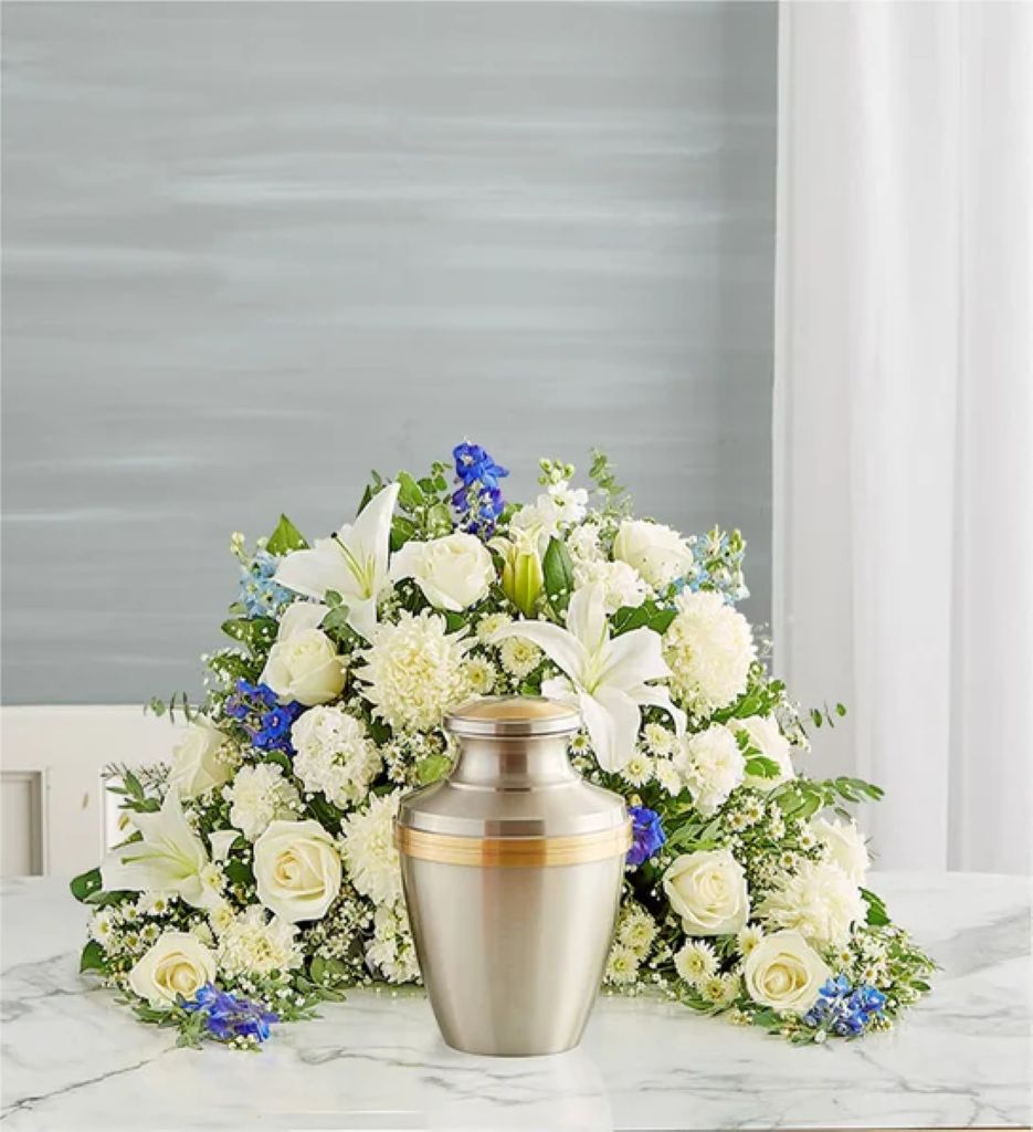 Crescent Cremation Arrangement- Blue and White