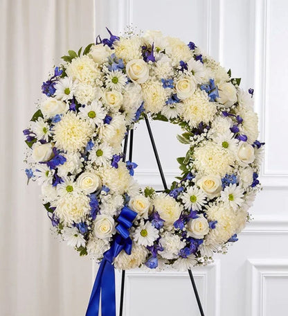 Serene Blessings™ Standing Wreath- Blue and White