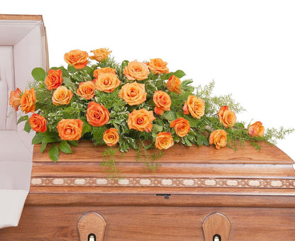 Orange Rose Casket Spray –  North Star Blooms, Roseville MN