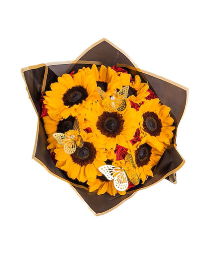 Petite Sunflower and Rose Ramo Buchón  –  North Star Blooms, Roseville MN