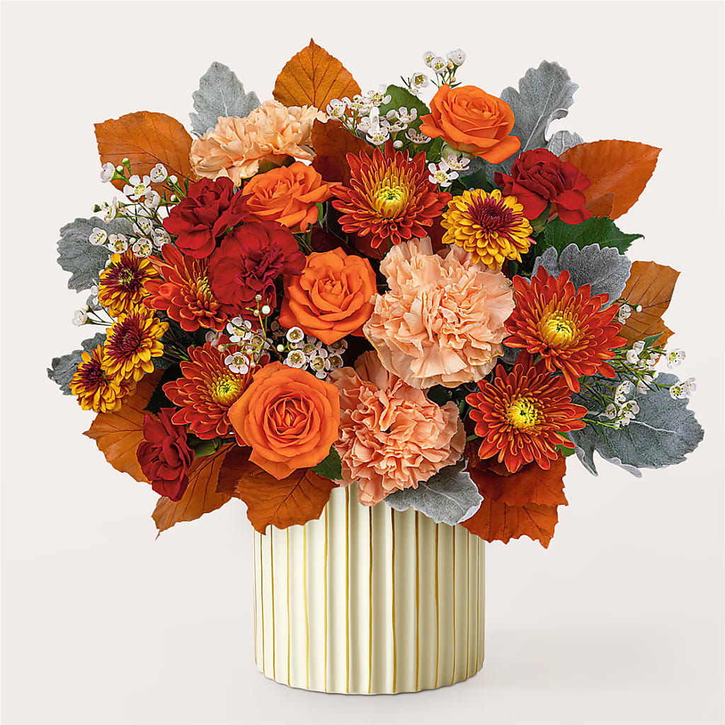 Merlot Bouquet with Ivory Vase –  North Star Blooms, Roseville MN